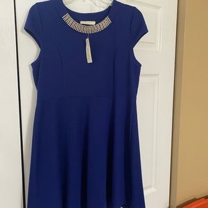Royal blue gators blue cap sleeve fit and flare dress